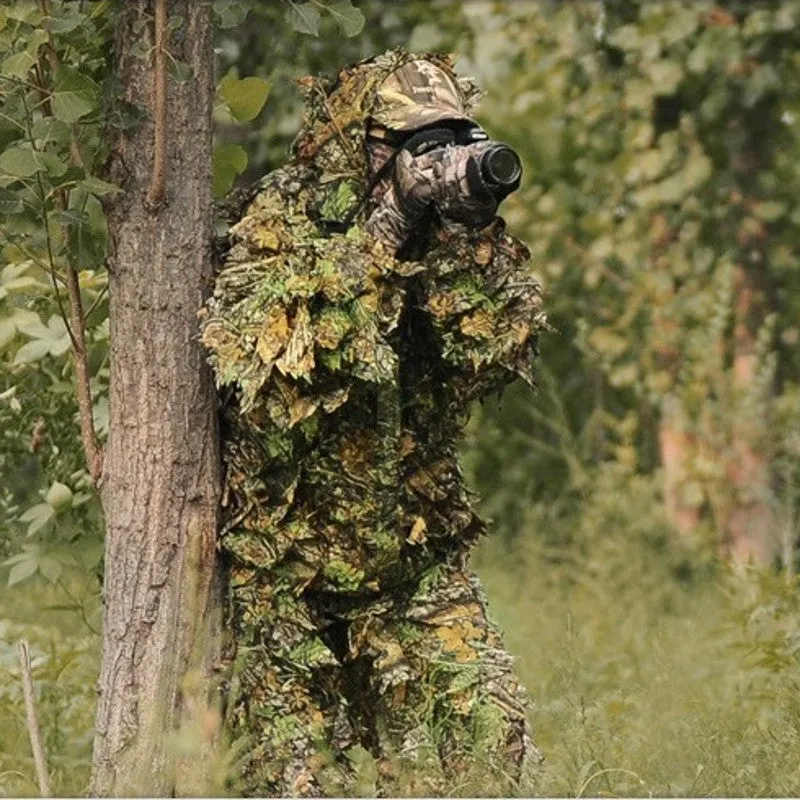 3D Leafy Tactical Ghillie Suit Woodland Camo hunting and nature watching