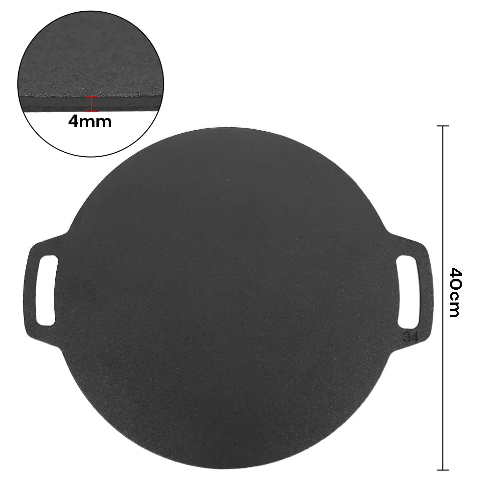 40cm | Seasoned Cast Iron Induction Crepes Pan | Baking Pancake Tool | Pizza Bakeware