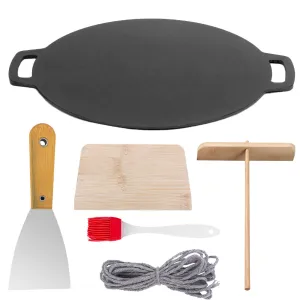 40cm | Seasoned Cast Iron Induction Crepes Pan | Baking Pancake Tool | Pizza Bakeware