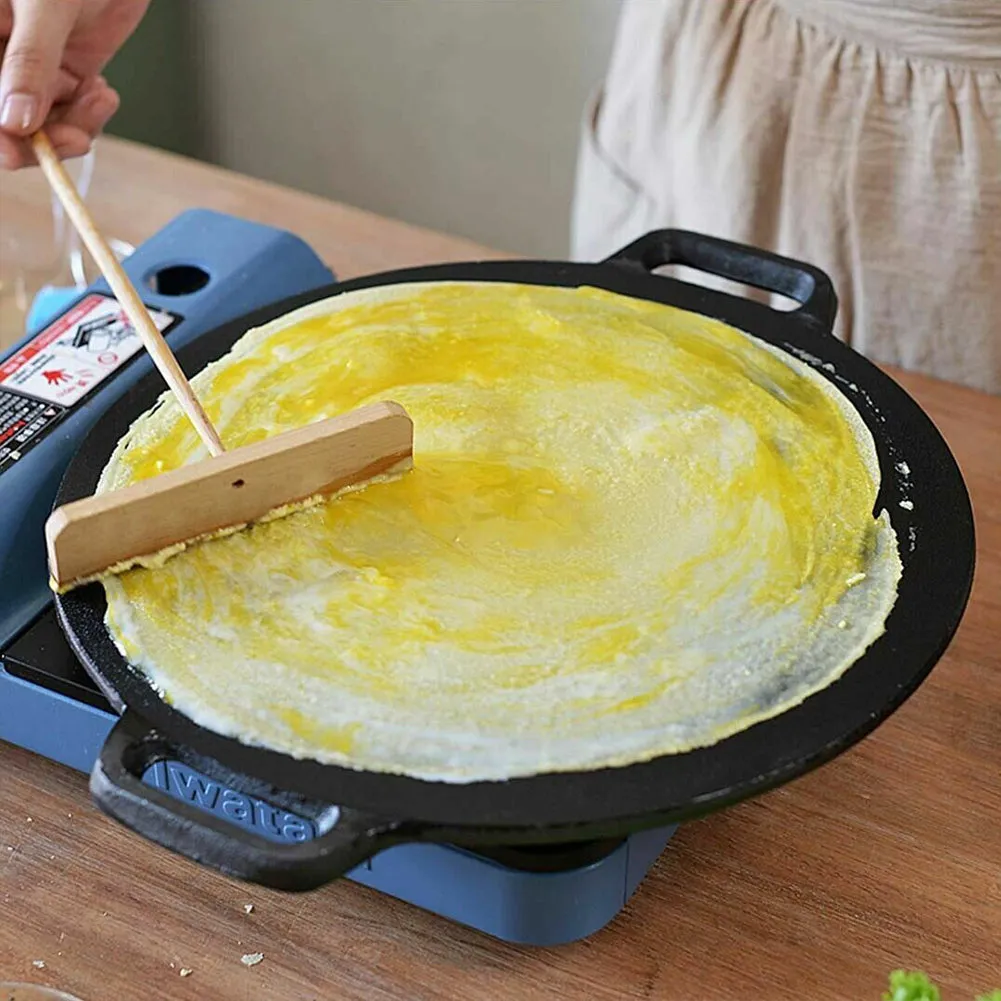 40cm | Seasoned Cast Iron Induction Crepes Pan | Baking Pancake Tool | Pizza Bakeware