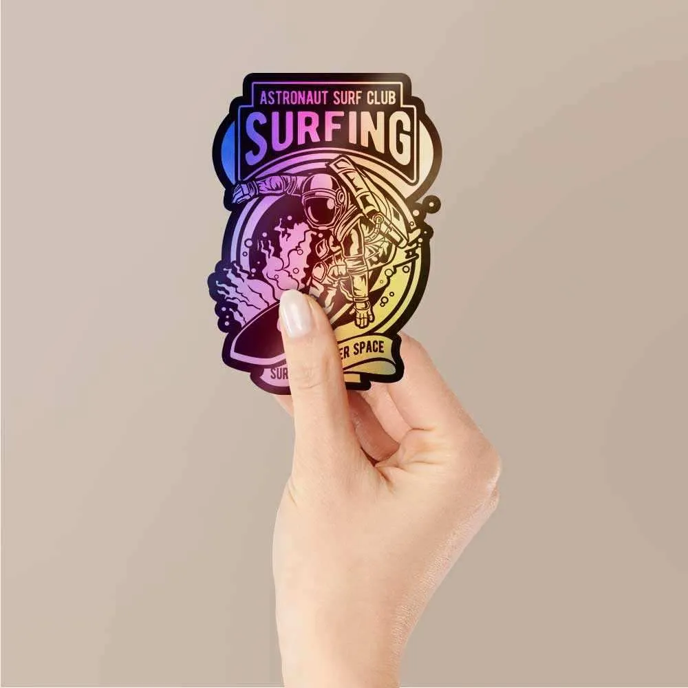 Astronaut Surf Club Holographic Stickers