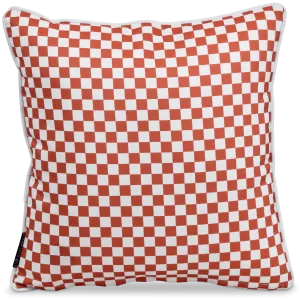 Bondi Coral Check - 45 x 45 cm Piped Outdoor Cushion