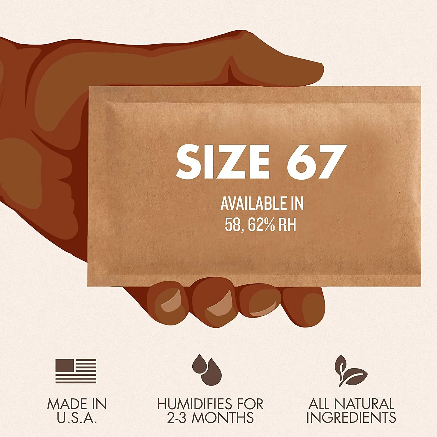 Boveda BV62187 67 Gram Humidity Control Pack 62% RH 2-Way Herbal Preservative