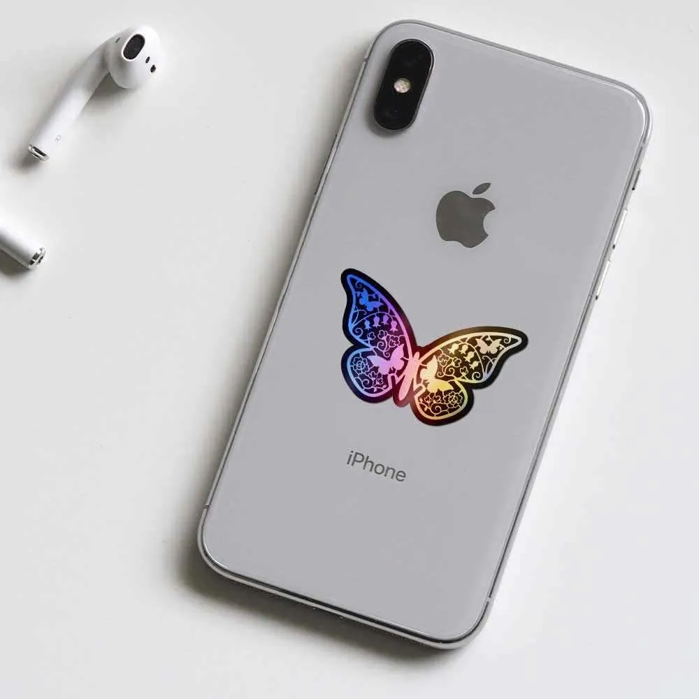 Butterfly with mini butterfly Holographic Stickers