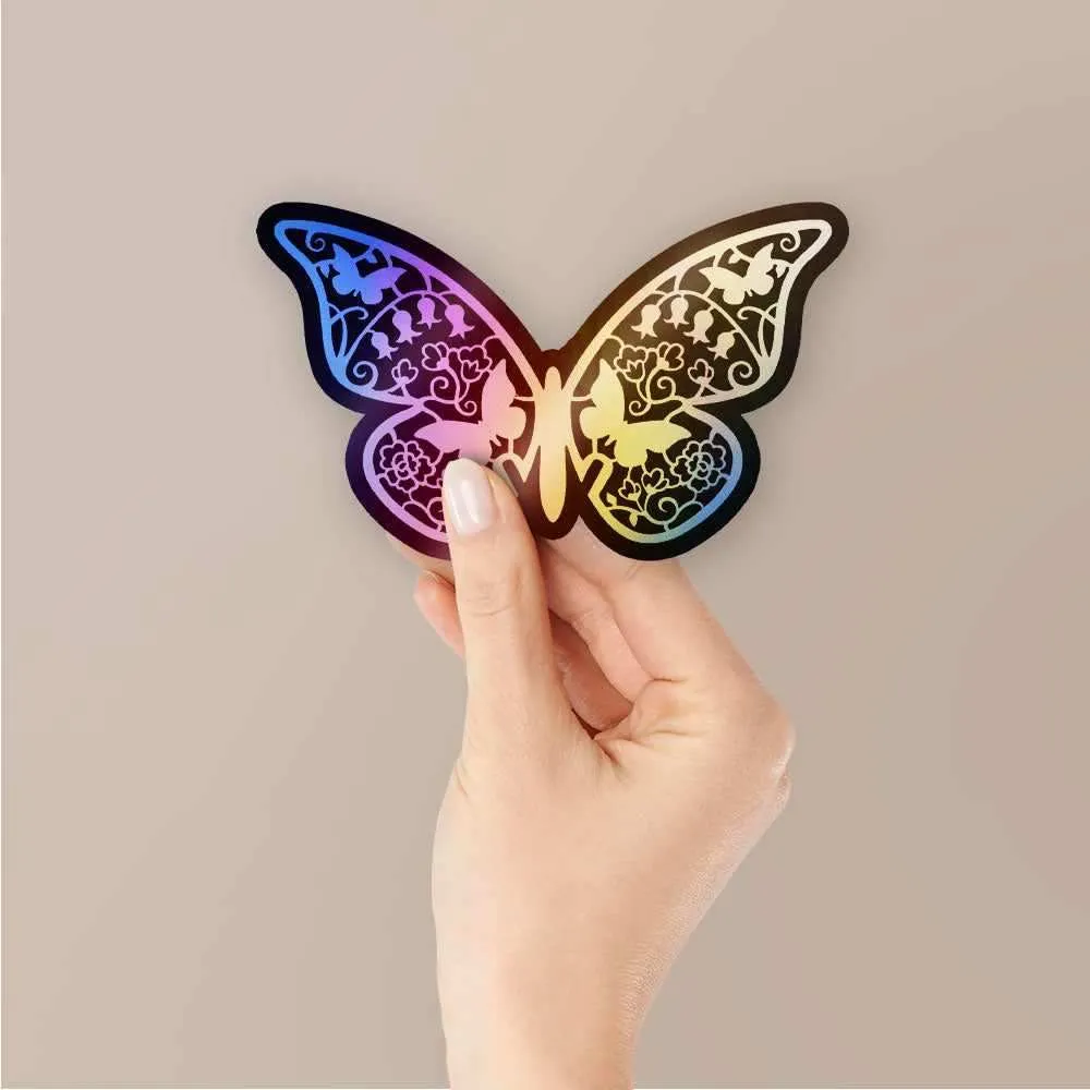 Butterfly with mini butterfly Holographic Stickers