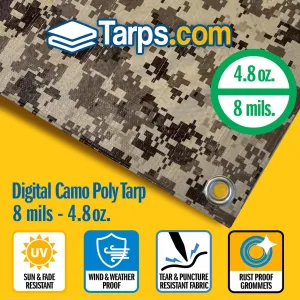 Desert Camouflage Medium Duty Poly Tarps