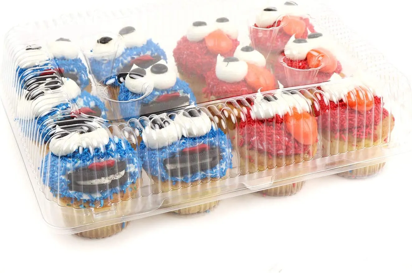 Detroit Forming DFI LBH6162 Clear Hinged Plastic Container for 12 Mini Cupcakes (Packed 300)