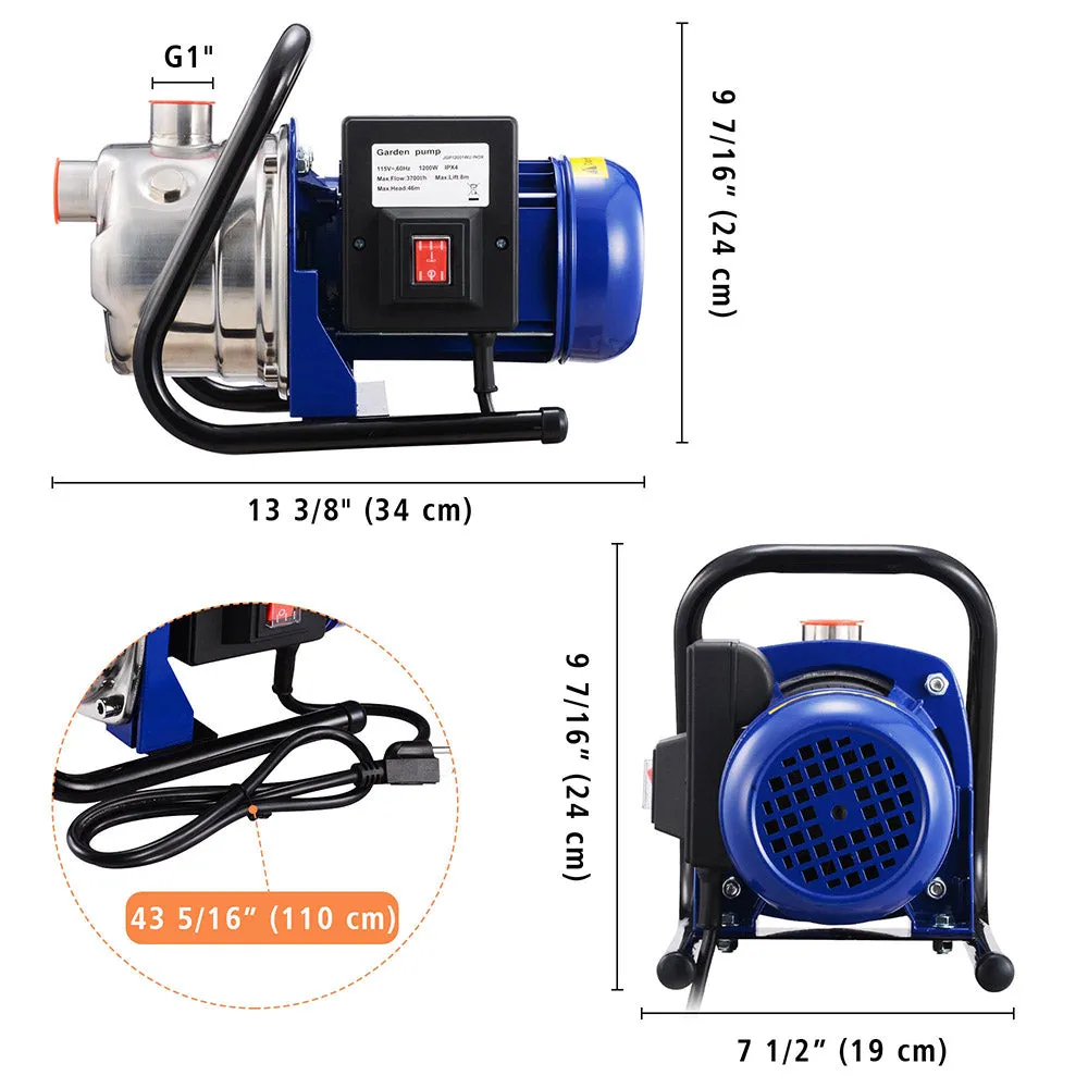 Electric Water Pump Sump Pump Stainless Steel 1.6 HP