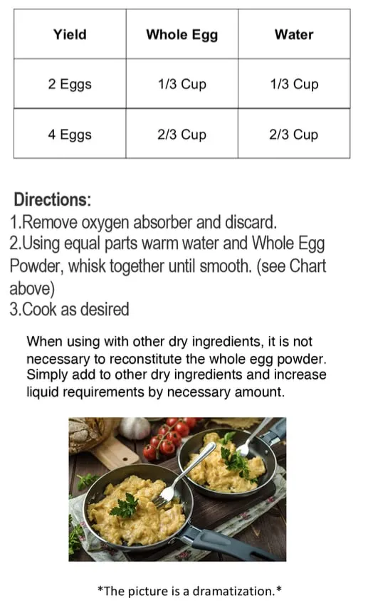 Fresh and Honest Foods Dehydrated Whole Eggs 40oz - #10 Can (94 Servings)