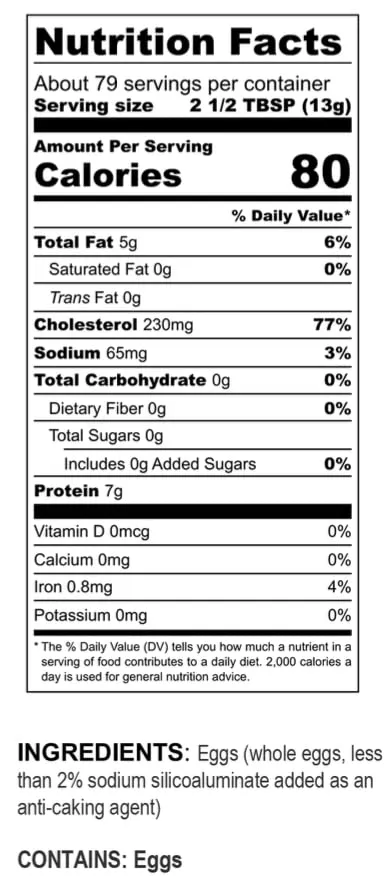 Fresh and Honest Foods Dehydrated Whole Eggs 40oz - #10 Can (94 Servings)
