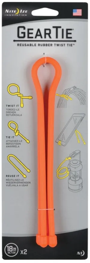 Gear Tie GT18-2PK-31 Twist Tie, Rubber, Bright Orange :CD 2: QUANTITY: 1