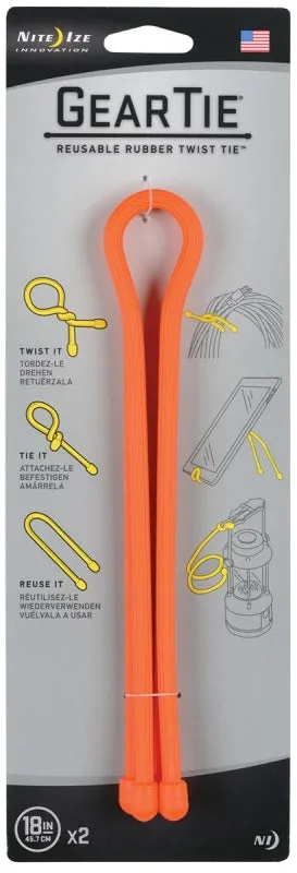 Gear Tie GT18-2PK-31 Twist Tie, Rubber, Bright Orange :CD 2: QUANTITY: 1