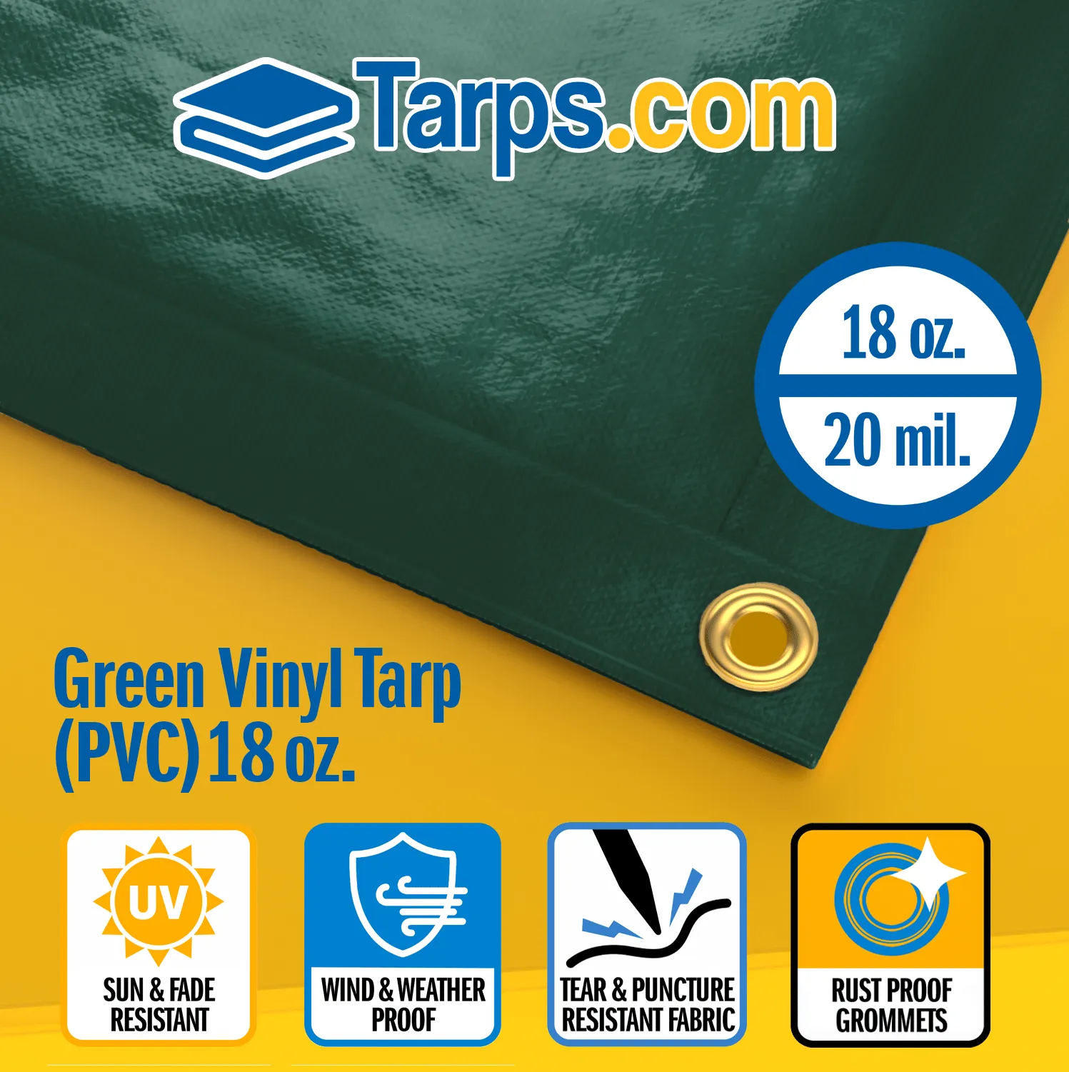 Green Vinyl PVC Tarps - 18 oz