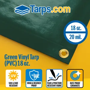 Green Vinyl PVC Tarps - 18 oz