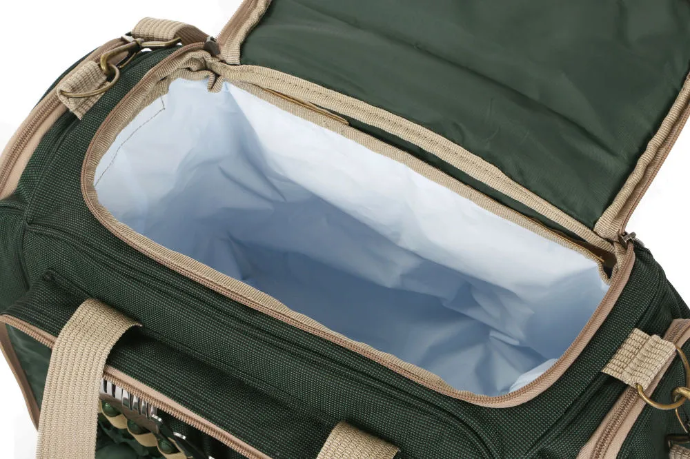 Greenfield Collection Deluxe Four Person Picnic Holdall in Forest Green