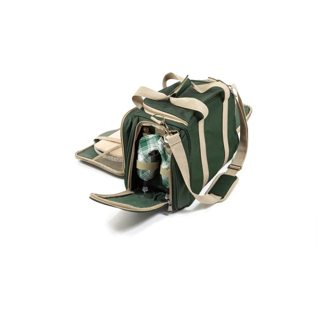 Greenfield Collection Deluxe Four Person Picnic Holdall in Forest Green