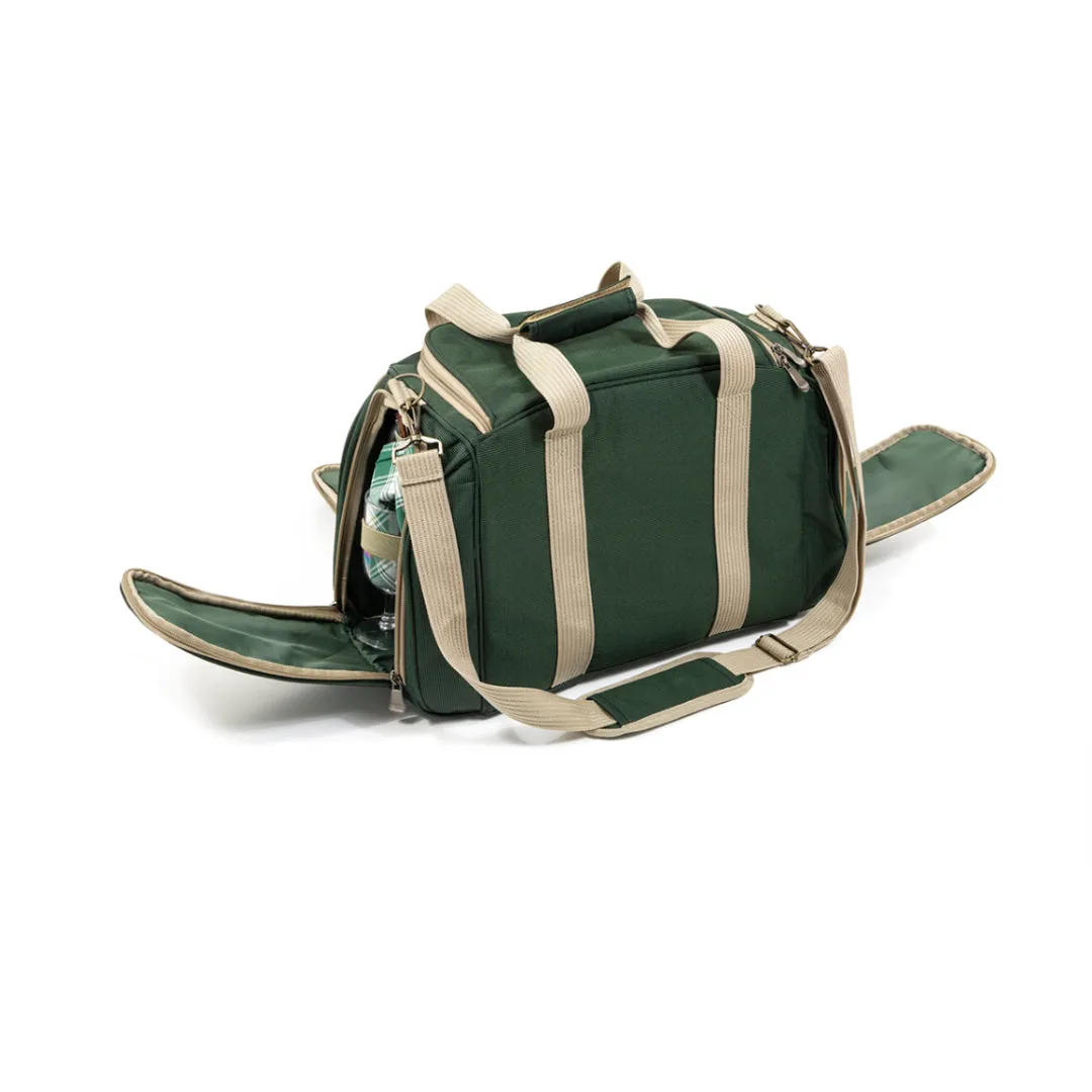 Greenfield Collection Deluxe Four Person Picnic Holdall in Forest Green