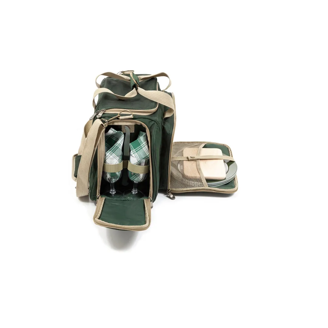 Greenfield Collection Deluxe Four Person Picnic Holdall in Forest Green