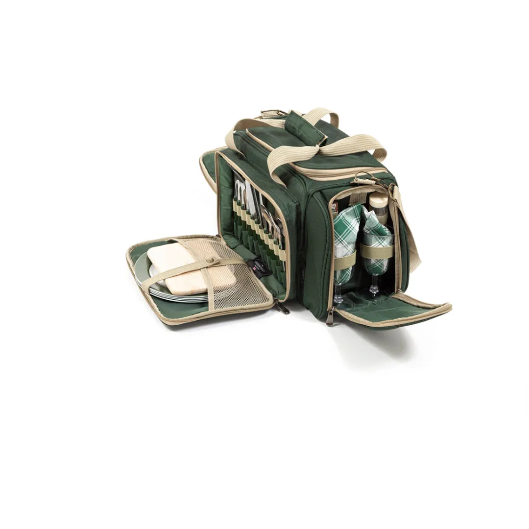 Greenfield Collection Deluxe Four Person Picnic Holdall in Forest Green