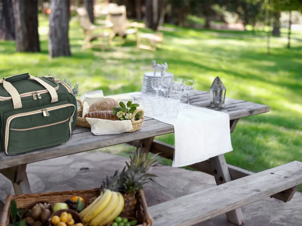 Greenfield Collection Deluxe Four Person Picnic Holdall in Forest Green