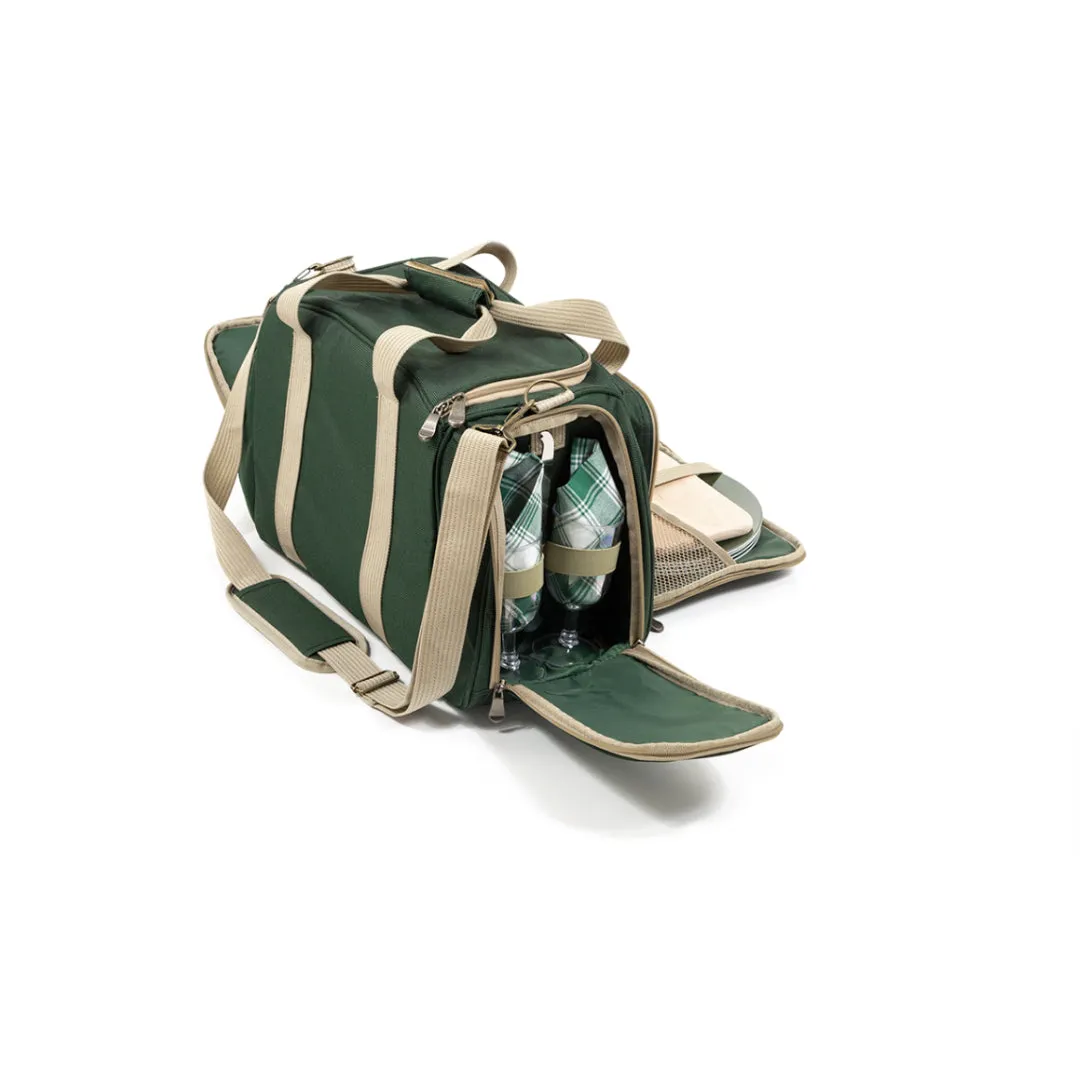 Greenfield Collection Deluxe Four Person Picnic Holdall in Forest Green