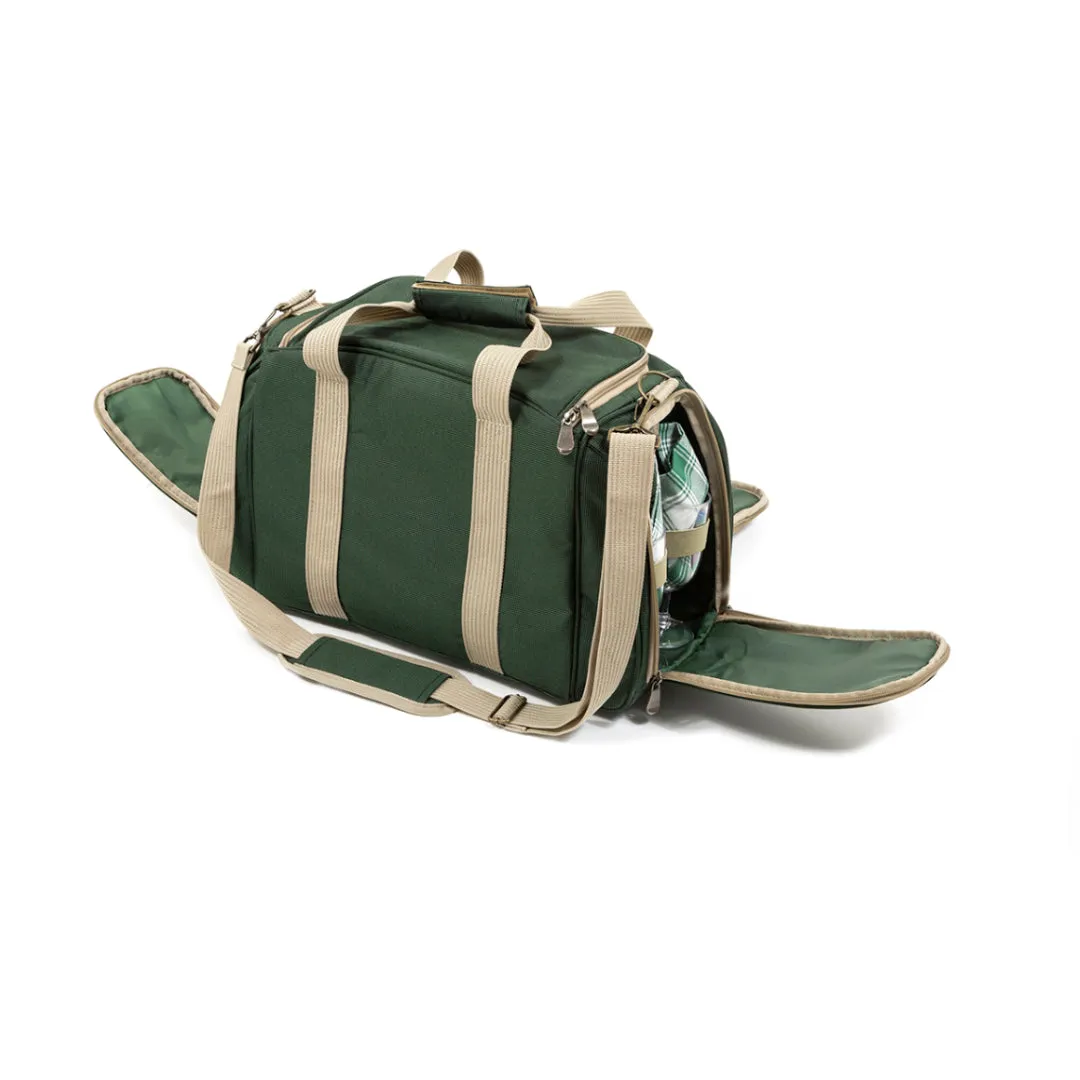 Greenfield Collection Deluxe Four Person Picnic Holdall in Forest Green