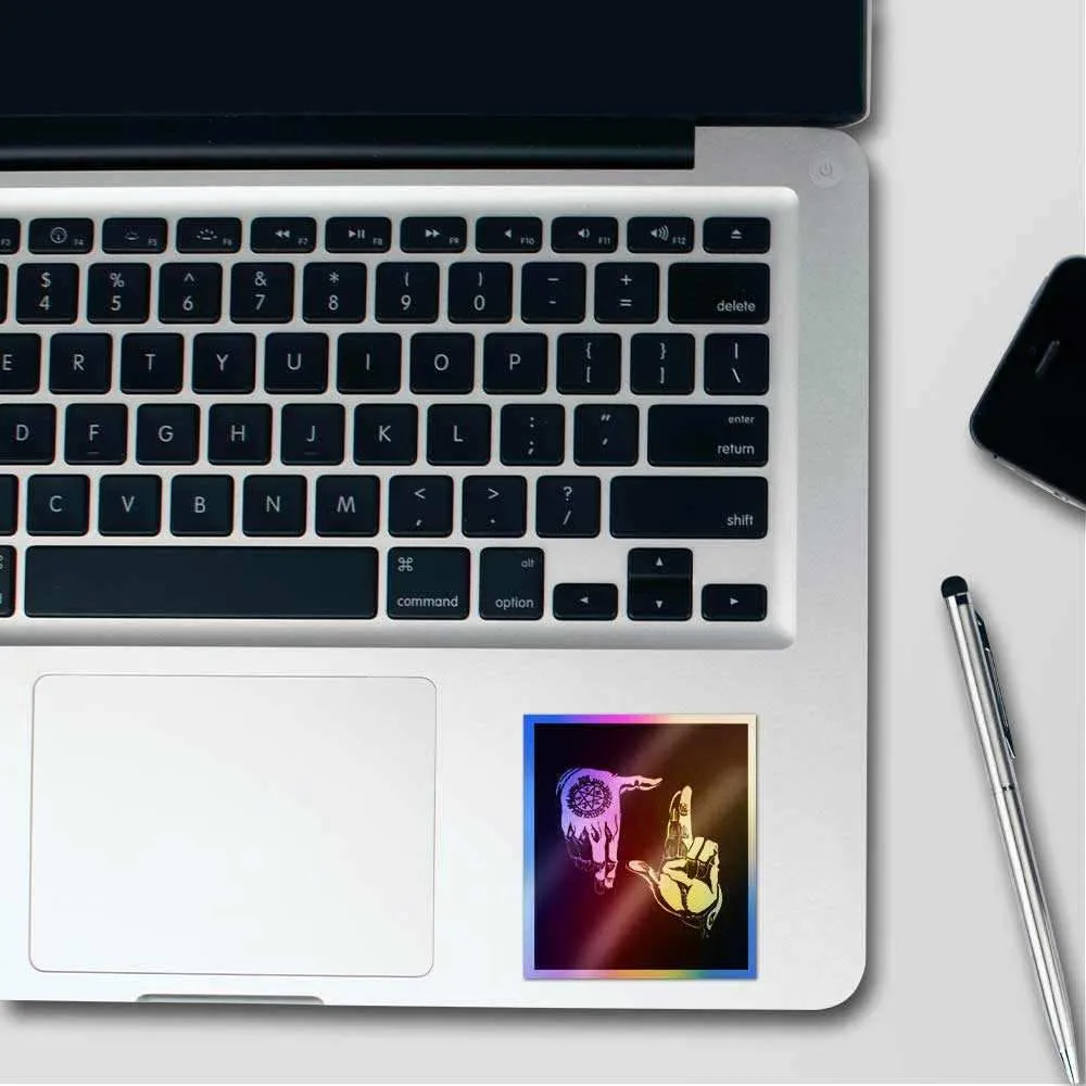 Hand Sign Full metal Holographic Stickers