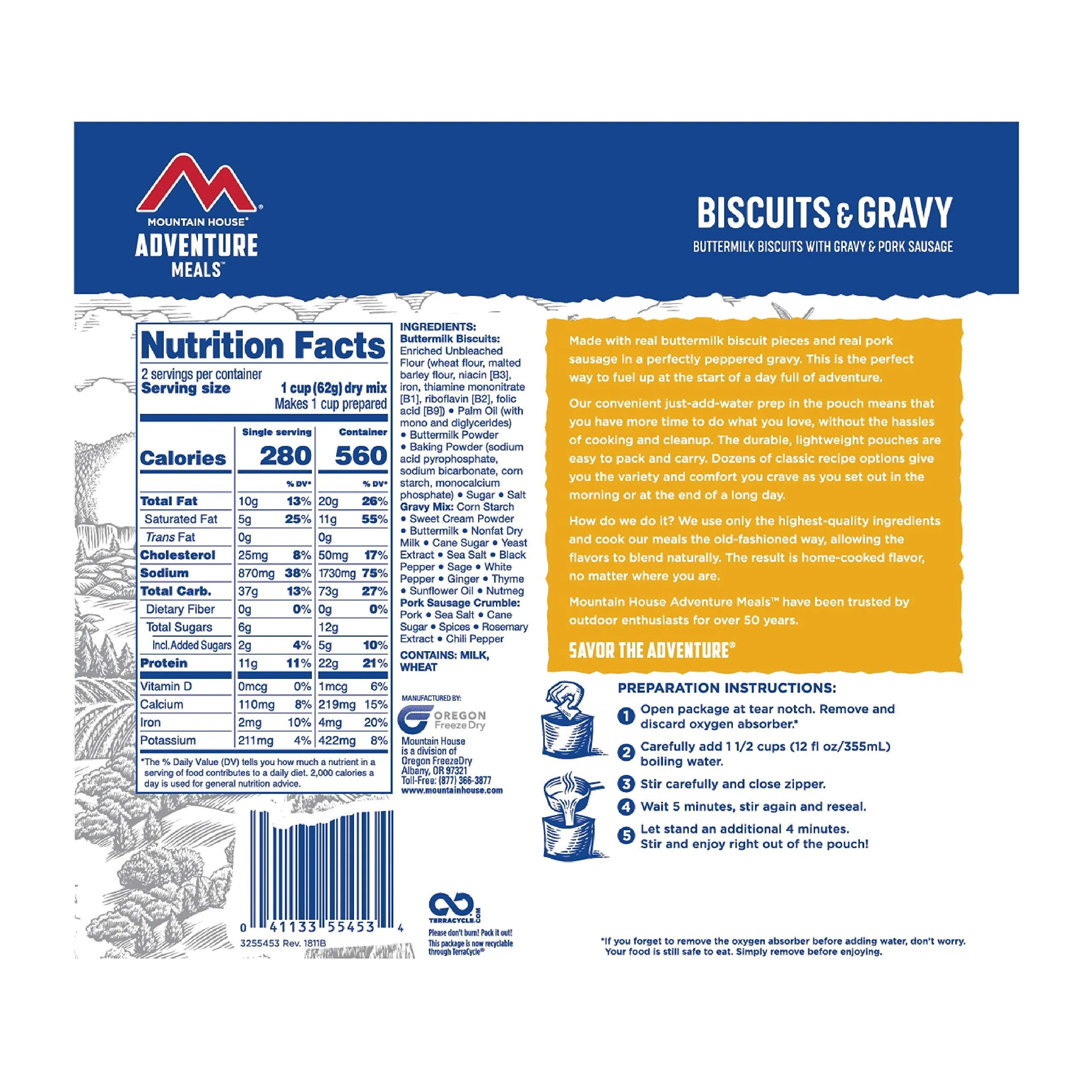 Mountain House - Biscuits and Gravy Pouch - 4 Pack