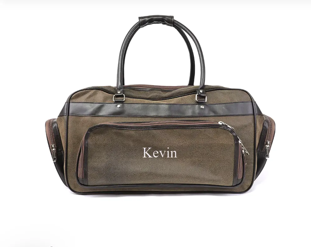 Personalized Leather Weekender Duffle Bag