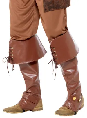 Pirate Deluxe Brown Leather Look Boot Covers