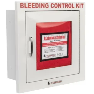 Public Access Bleeding Control Station - 8-PACK Nylon Pouch - Metal Semi-Recessed Cabinet