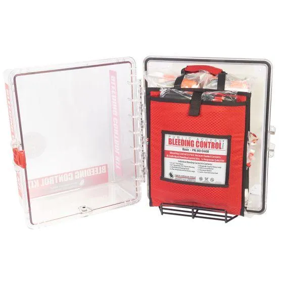 Public Access Bleeding Control Station - 8-PACK VACUUM SEALED - Clear PolyCarbonate Cabinet