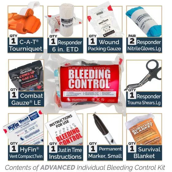 Public Access Bleeding Control Station - 8-PACK VACUUM SEALED - Clear PolyCarbonate Cabinet