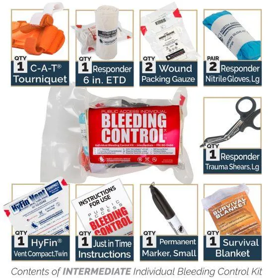 Public Access Bleeding Control Station - 8-PACK VACUUM SEALED - Clear PolyCarbonate Cabinet