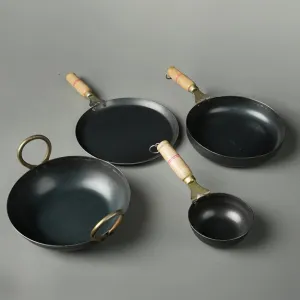 Pure Iron Handmade Family Combo (Ladle  Fry Pan  Dosa Tawa  Kadhai)