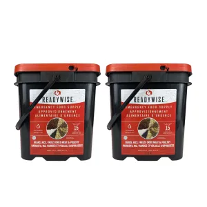 ReadyWise Emergency Freeze Dried Meats and Beans   Rice, 2 Buckets Combo