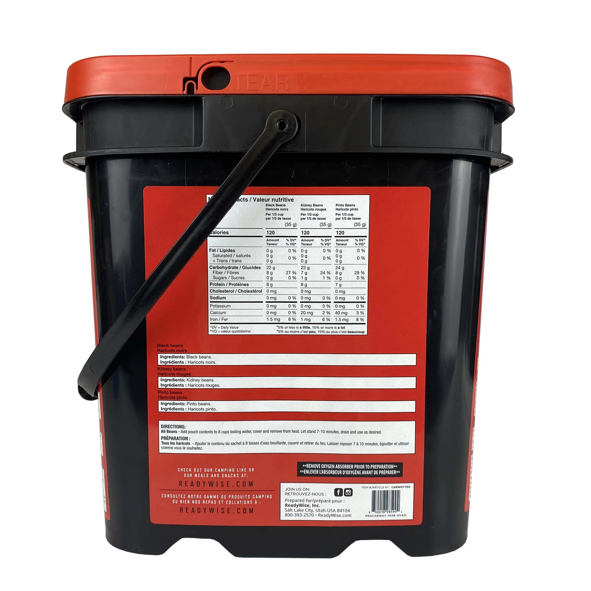 ReadyWise Emergency Freeze Dried Meats and Beans   Rice, 2 Buckets Combo