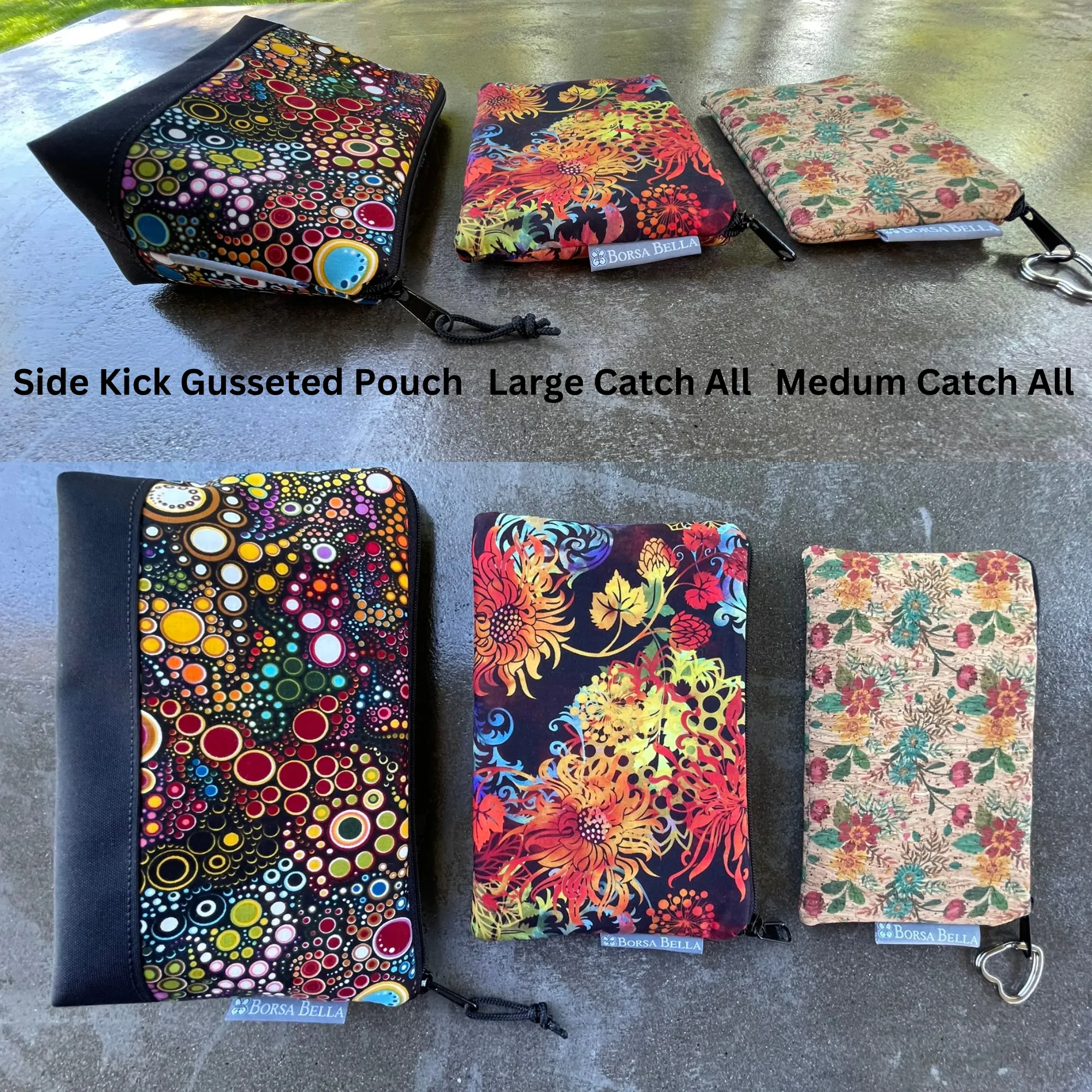 Side Kick Gusseted Zippered Pouch Happy Dot Fabric