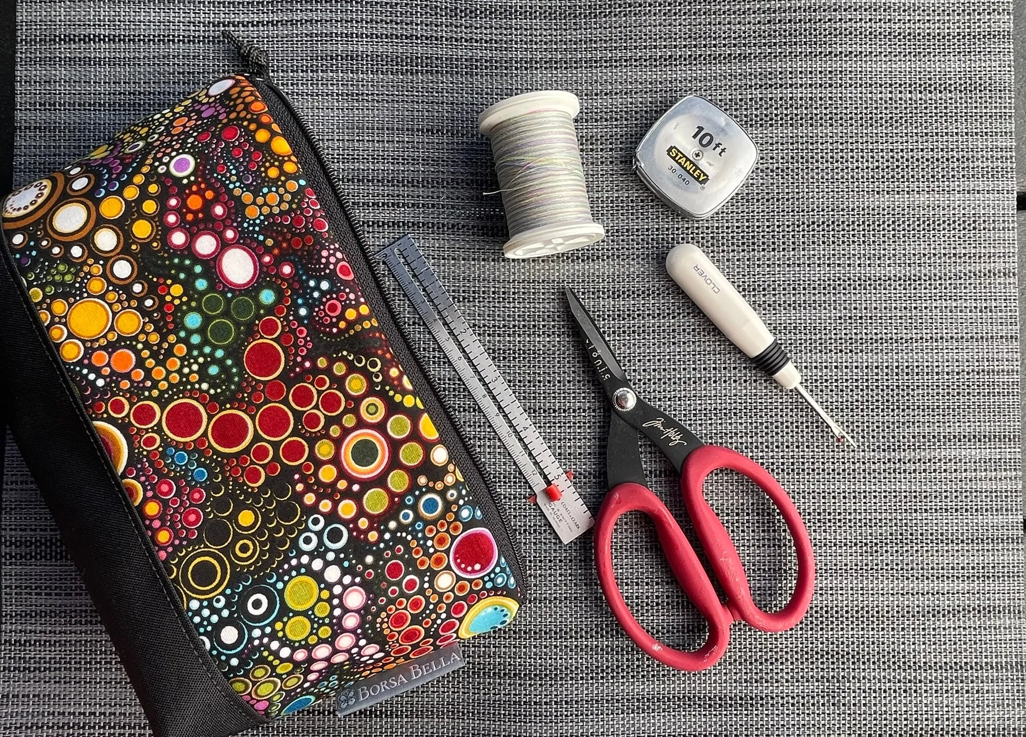 Side Kick Gusseted Zippered Pouch Happy Dot Fabric