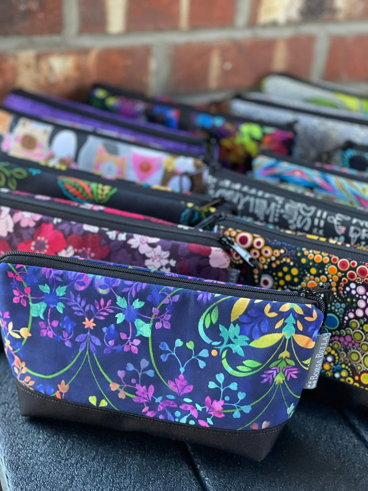 Side Kick Gusseted Zippered Pouch Happy Dot Fabric