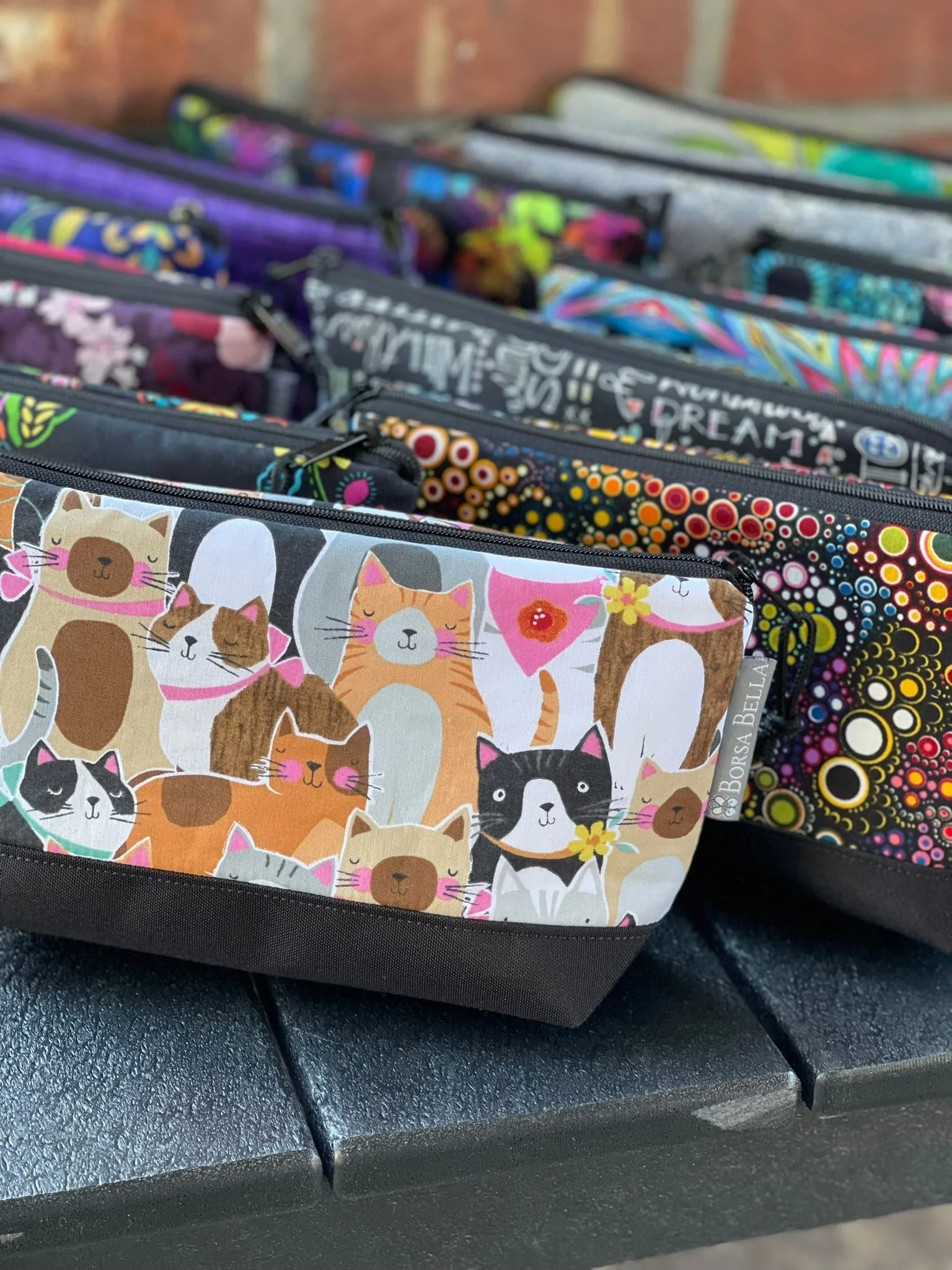 Side Kick Gusseted Zippered Pouch Happy Dot Fabric