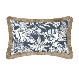Tahiti Navy Escape - 30x50cm Fringed Outdoor Cushion