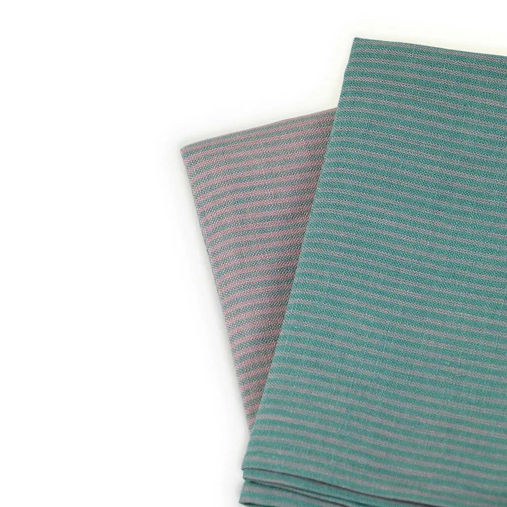 The Essential Ingredient Pure Linen Tea Towel - Green/Pink
