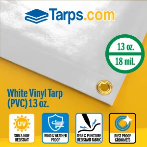White Vinyl PVC Tarps - 13 oz