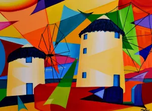 Windmills of Mykonos (498 Piece Wooden Jigsaw Puzzle)